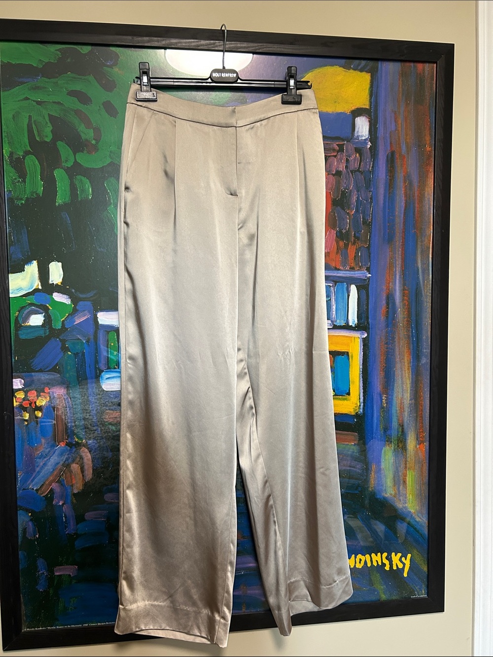 Silky Wide-Leg Satin like Pants in Gold